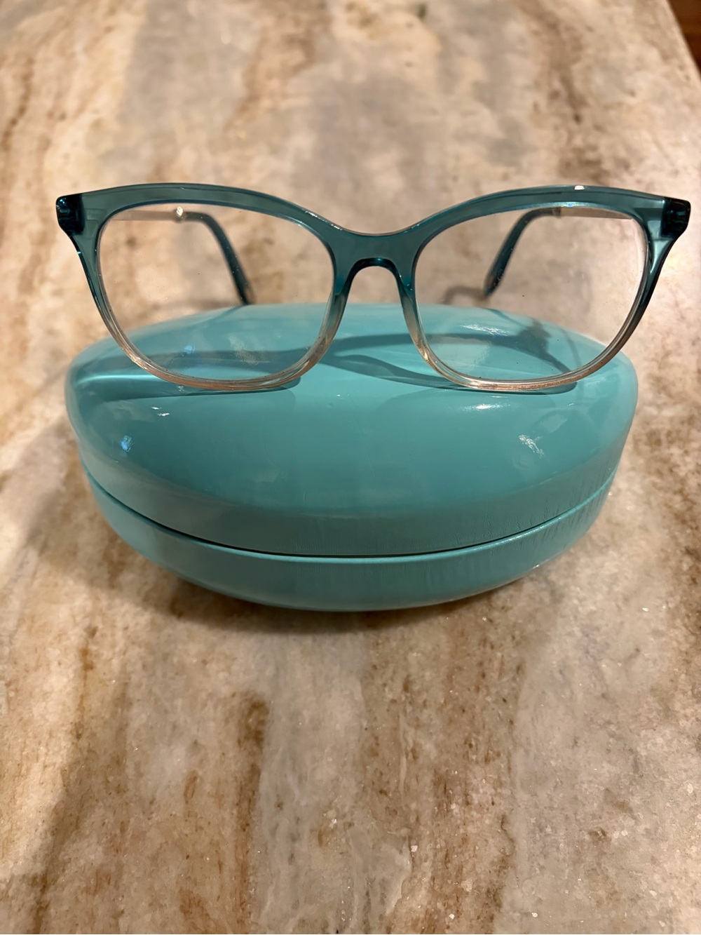 Tiffany & Co. Teal to Clear Gradient Cat-Eye Glasses Frame model TF2157